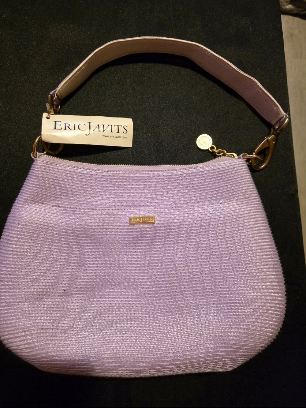 Eric Javits Lilac Woven Hobo with Gold Hardware